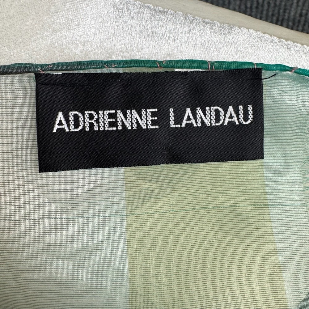 Vtg 90s Adrienne Landau Wrap Rainbow Plaid Sheer Organza Shawl Scarf - Picture 5 of 9